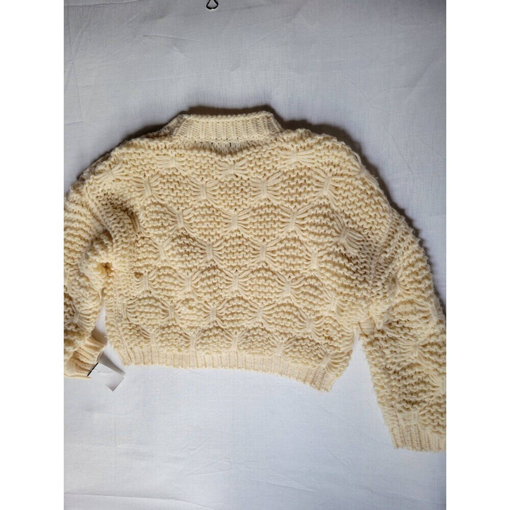 Zara Womens Chunky Sweater Size M Crop Cream Cable Knit - Picture 5 of 10